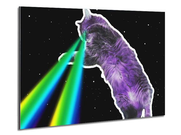 Cat Lazer Beam Space Metal Print