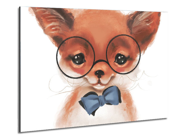 Little Puppy Glasses Metal Print