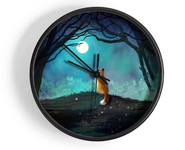 Fox Staring At The Moon Clock - Wallart-Direct UK