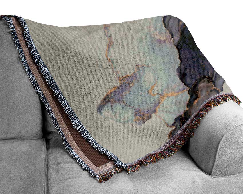 Grey And Gold Marble Woven Blanket