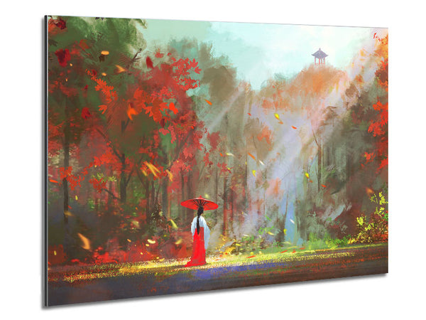 Geisha In The Woods Metal Print