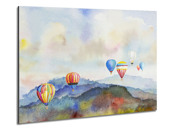 Hot Air Balloons In The Valley Metal Print