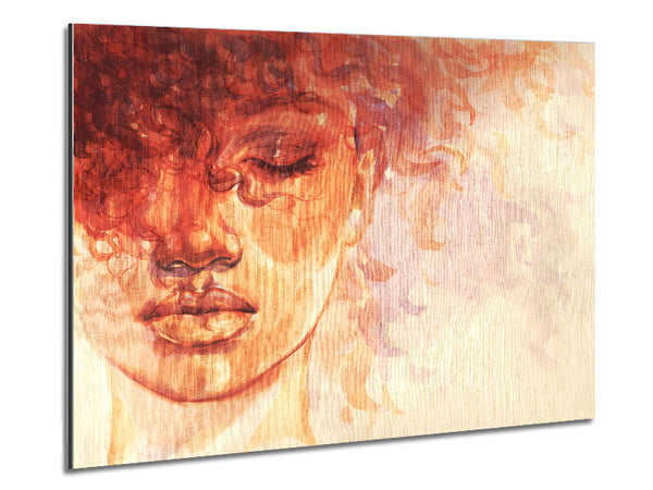 Orange Portrait Of Watercolour Metal Print