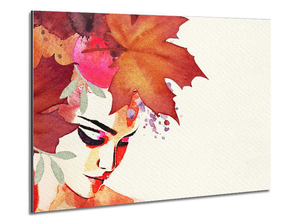 Autumn Leaf Woman Metal Print