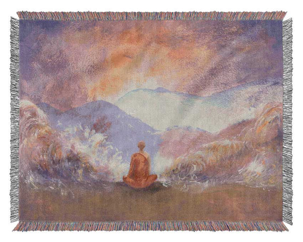 Monk On The Hilltop Woven Blanket