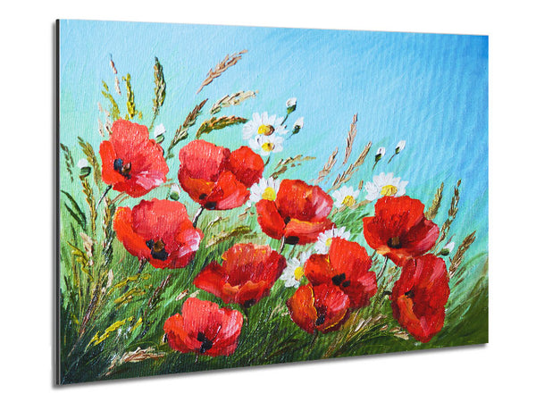 Poppies Under The Blue Sky Dream Metal Print