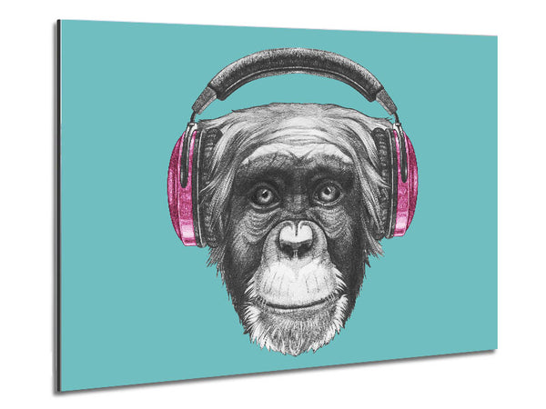 Chimpanzee Headphone Dj Metal Print