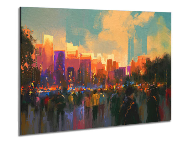 Crowds In The Streets Metal Print