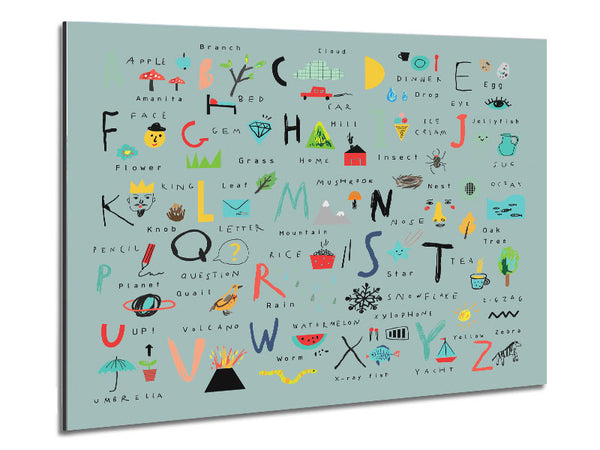 The Kids Alphabet Hand Drawn Metal Print
