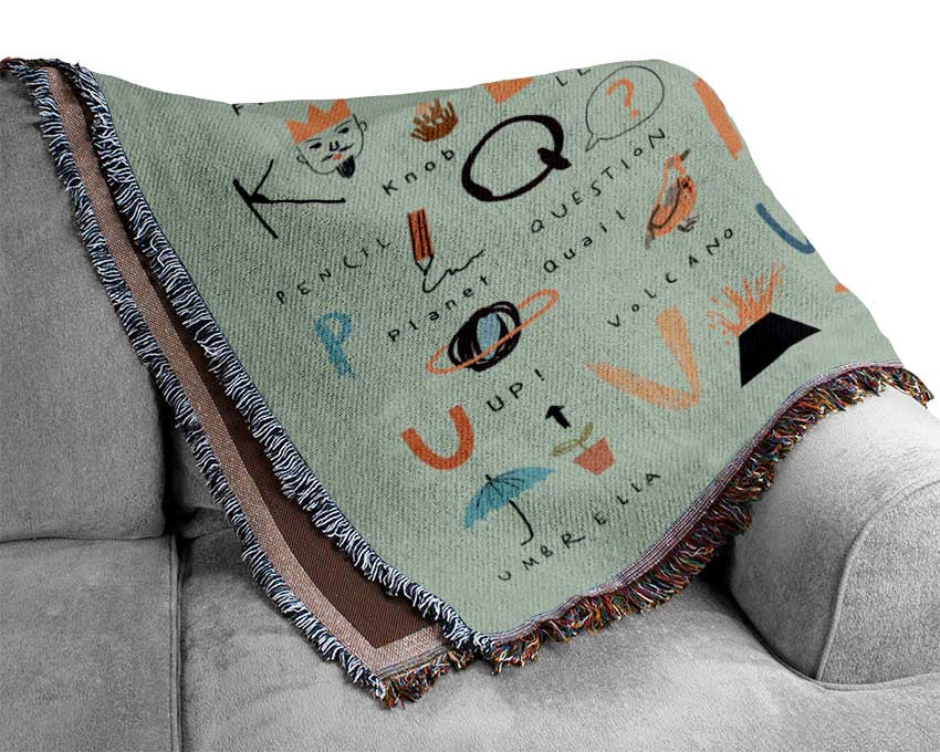 The Kids Alphabet Hand Drawn Woven Blanket