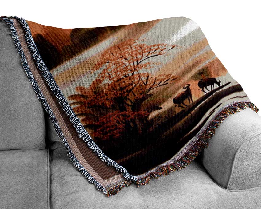 The Valley Of Deer View Woven Blanket