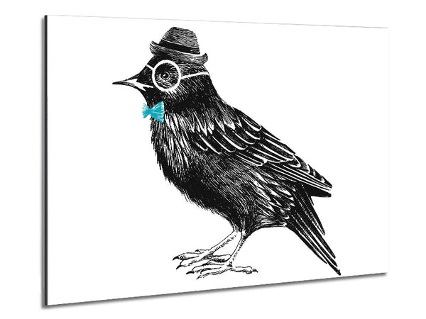 Hipster Crow Metal Print