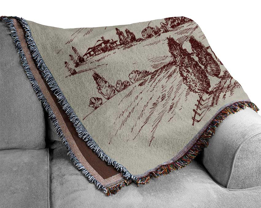 The Sepia Mountain Range Woven Blanket