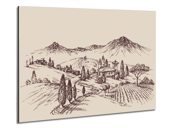 The Sepia Mountain Range Metal Print