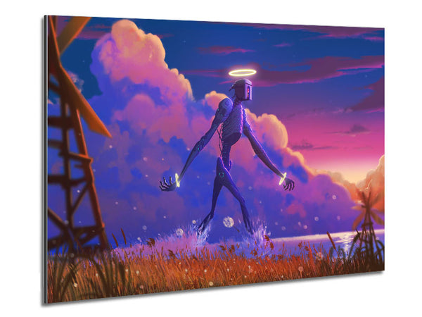 The Robot Halo Metal Print