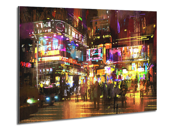 The Busy Nightlife Of New York Metal Print