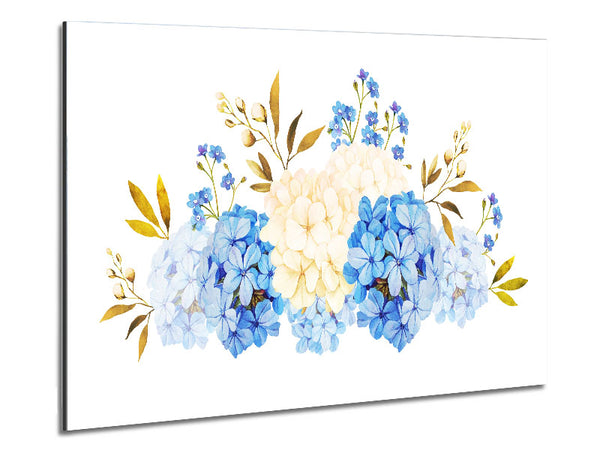 Blue And Beige Carnations Metal Print