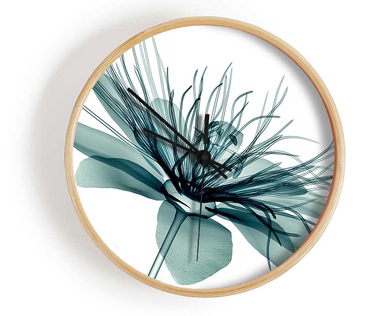 Green Flower Opens Clock - Wallart-Direct UK
