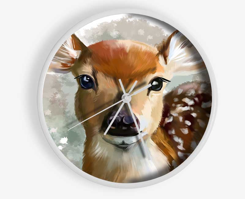 Watercolour Pretty Deer Clock - Wallart-Direct UK