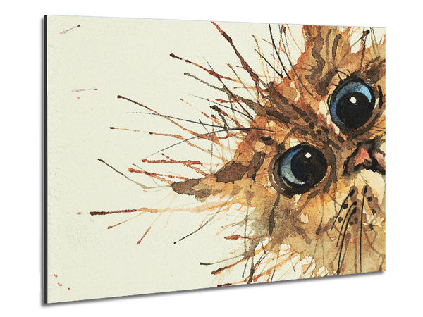 Watercolour Splat Cat Metal Print