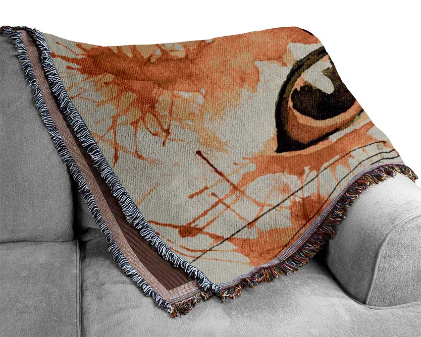 Watercolour Ginger Cat Splat Woven Blanket