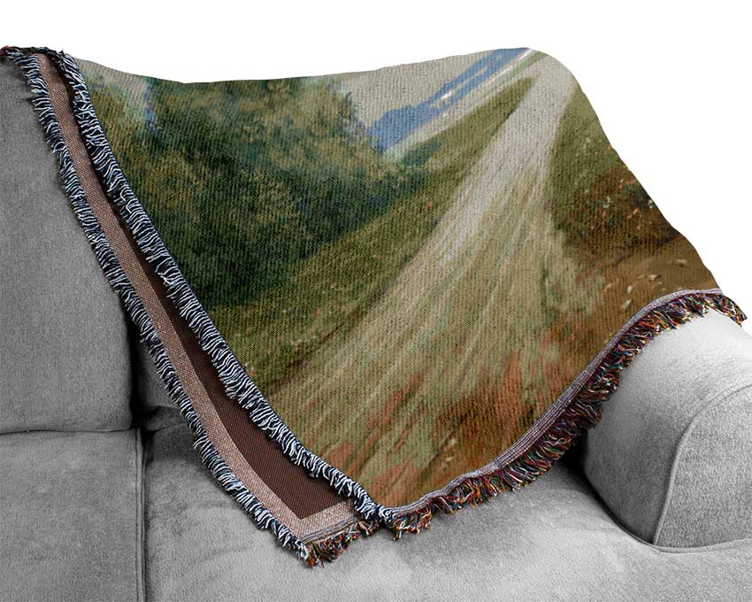 The Road Through The Blossom Woven Blanket
