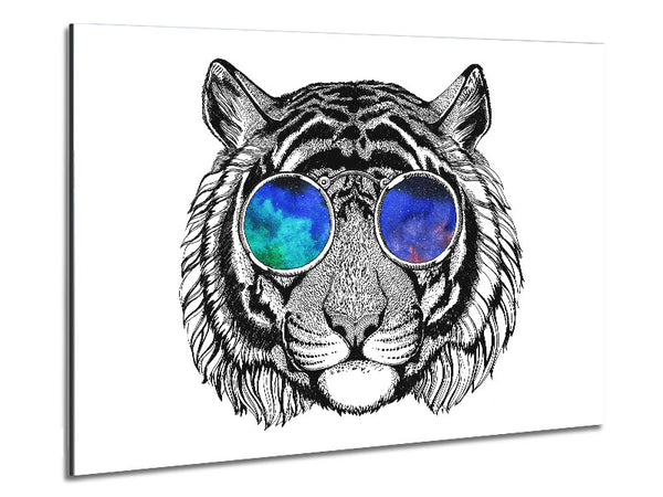 Glasses On A Tiger Hipster Metal Print