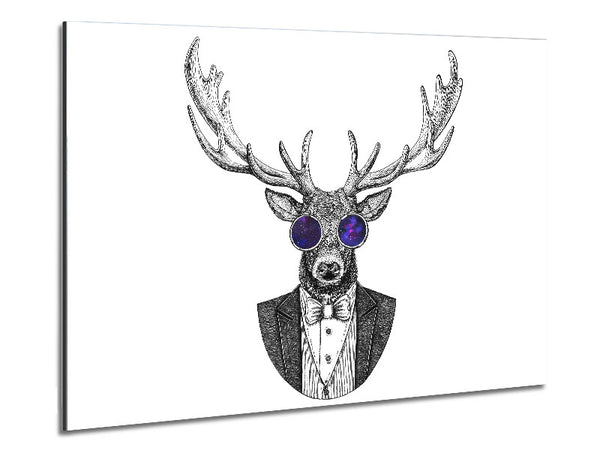 Glasses Deer Metal Print