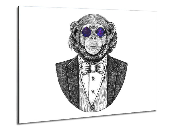 Glasses Chimpanzee Metal Print