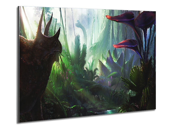 Triceratop Forest Metal Print