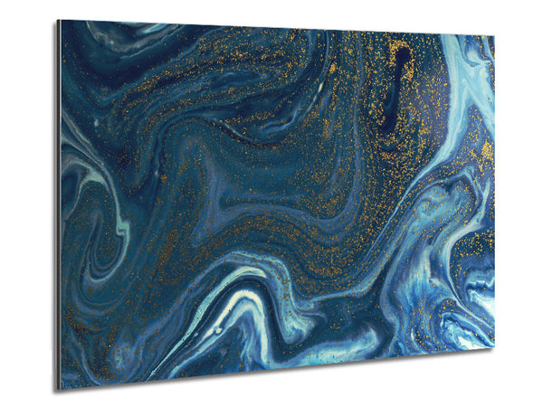 Blue Glitter Flow Metal Print
