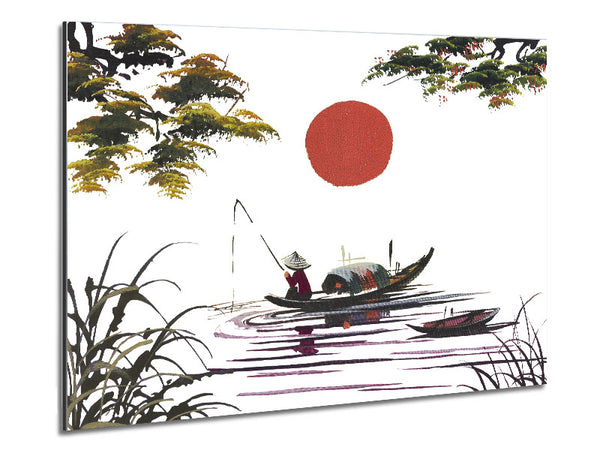 The Japanese Sun Fisherman Metal Print
