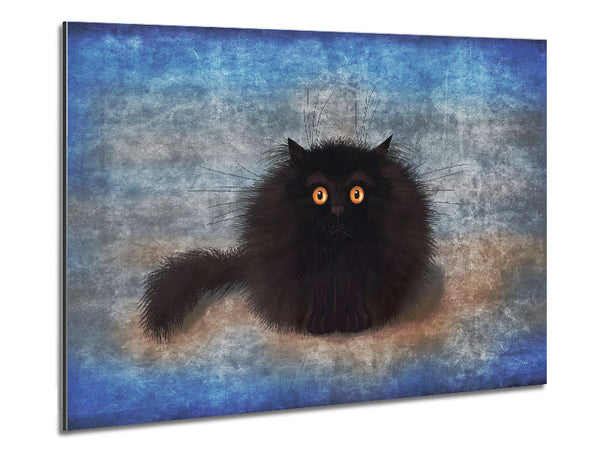 Black Fuzzy Cat Metal Print