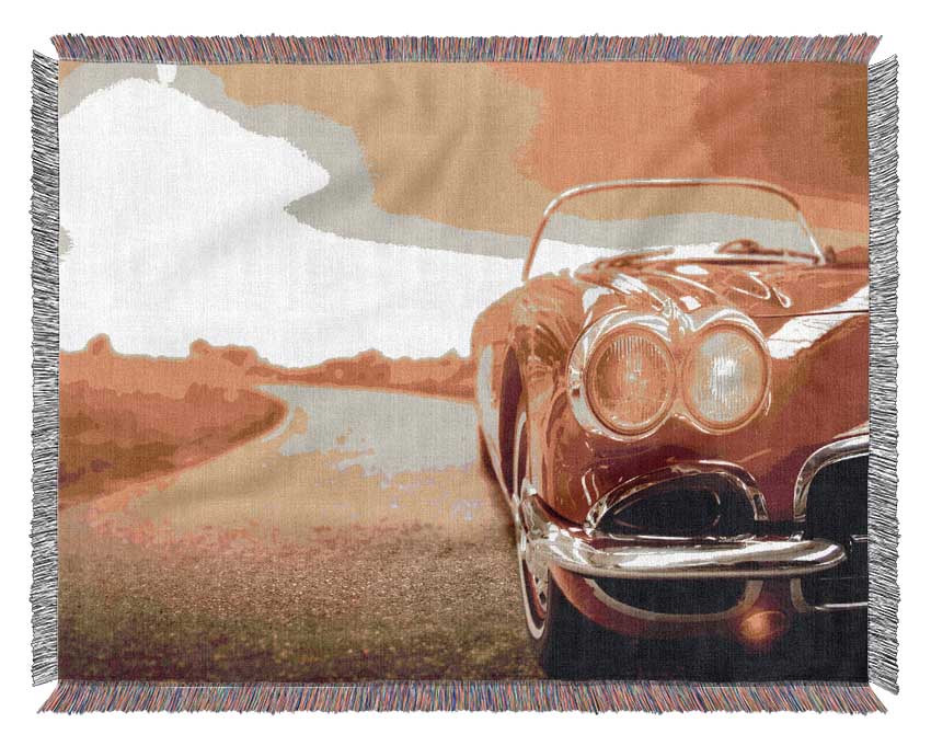 Red Motorcar Racer Woven Blanket