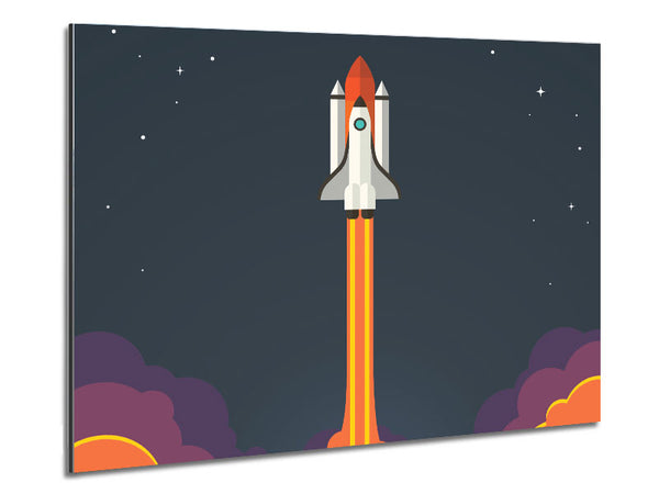 Rocket Ship Into Space Metal Print