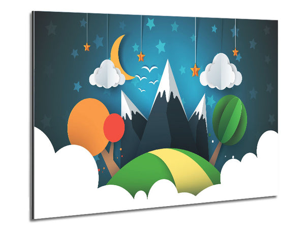 Colour Paper Cut Out Mountain Metal Print