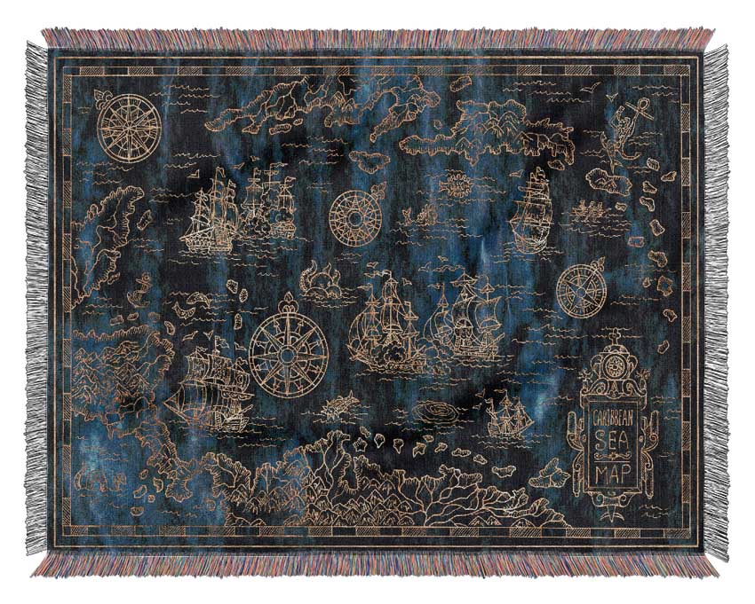 The Pirate Authentic Map Woven Blanket