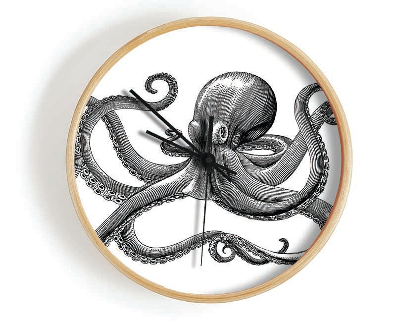 Octopus Illustration Clock - Wallart-Direct UK