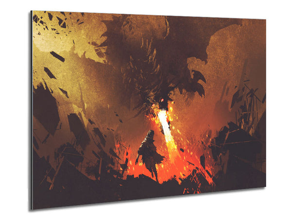 Fighting The Fire Dragon Metal Print