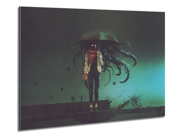 Umbrella Octopus Metal Print