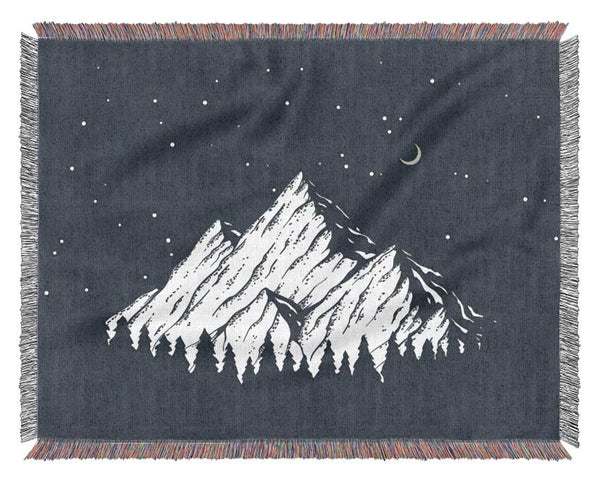 Mountain Range At Night Moon Woven Blanket