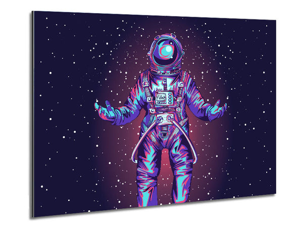 Spaceman Star Purple Metal Print