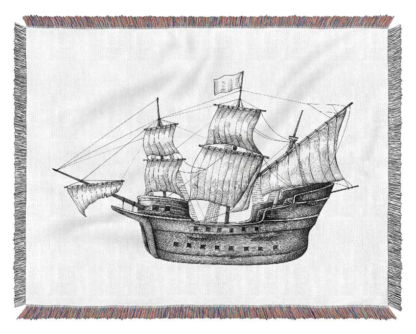 Pirate Ship Ahoy Woven Blanket