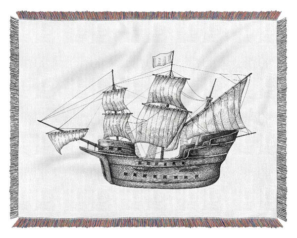 Pirate Ship Ahoy Woven Blanket