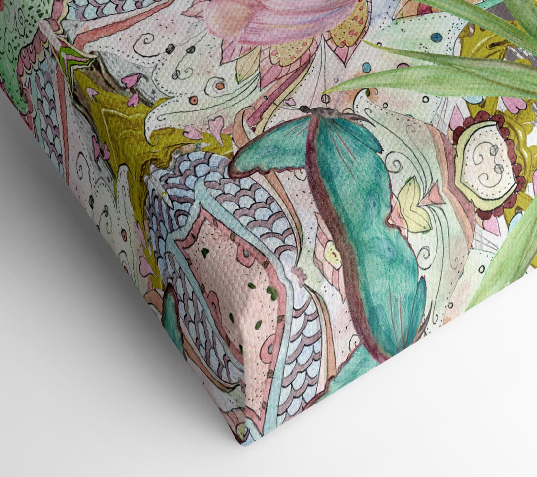  A Canvas Print of Hummingbird Paradise Pattern Canvas Art
