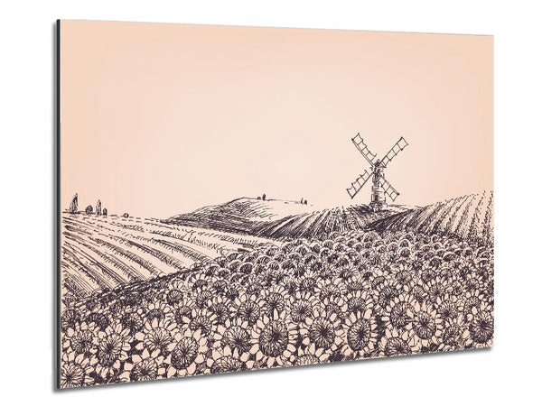 Sunflower Windmill Metal Print