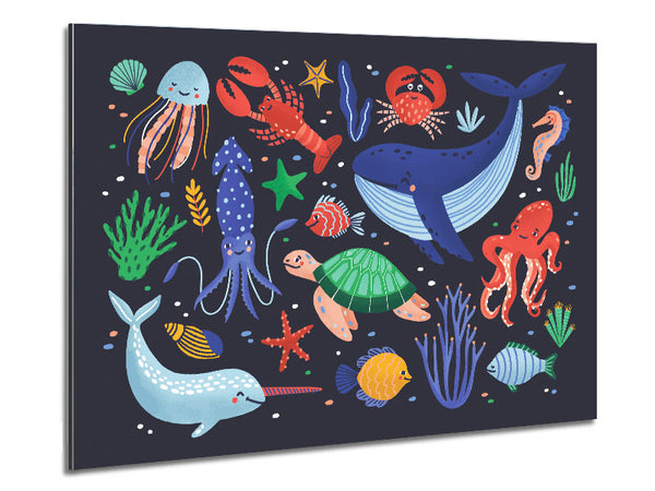 Creatures Of The Sea Childrens Metal Print