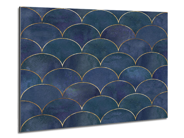 Half Circle Blue Pattern Metal Print