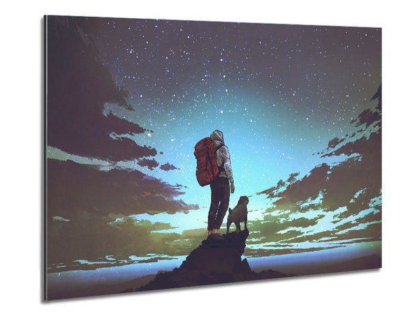 Hiking With The Dog Metal Print