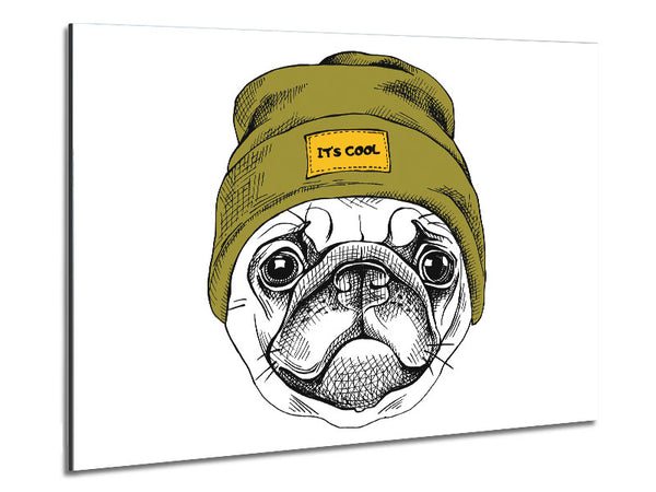 Pug Life Beanie Metal Print